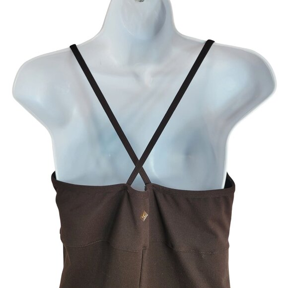 Prana Lola Strappy Mini Dress Brown Large Shelf Bra Stretch Sleeveless Active - Picture 5 of 7